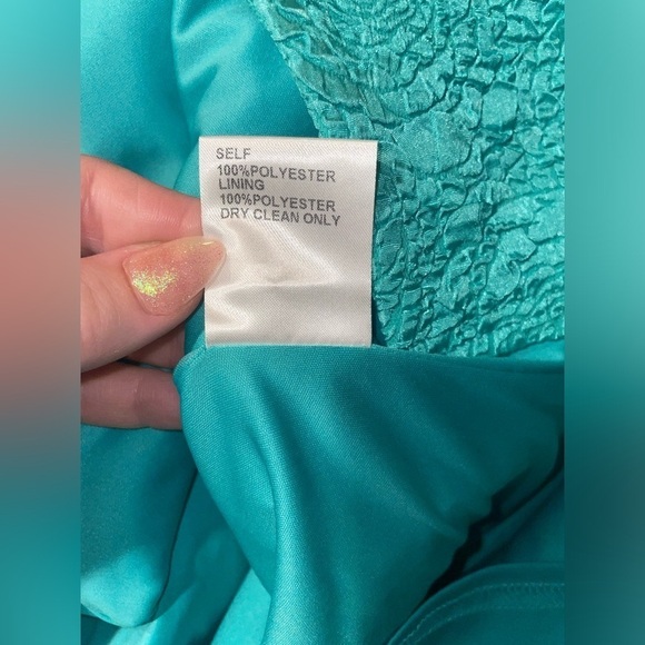 NEW! Tadashi Shoji Audrie Off Shoulder Jacquard Dress 👗 Jasmine Green sz 14 NWT - Picture 13 of 15